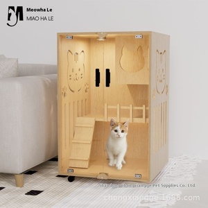 Massivholz-Katzenhaus für Innenbereiche, Universeller Haustierschrank mit Freiraum für Alle Jahreszeiten – Premium Katzenvilla - Product Image 2