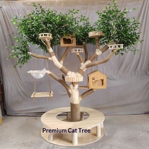 Rak Panjat <span class=keywords><strong>Kucing</strong></span> Kayu Solid Multi Level Dengan Tempat Tidur, Perabot <span class=keywords><strong>Kucing</strong></span> Indoor, Tiang Garuk Dengan Mainan Penggoda - Product Image 5