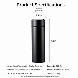 Custom Logo Smart Drinkware Thermos Bottle with <b>Tea</b> <b>Infuser</b> Stainless Steel Smart Digital LED Display Temperature Water Bottle - Product Image 3