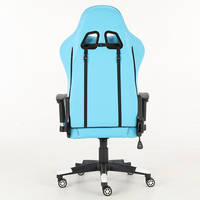 Chaise de gaming PC Esports avec siège en mousse moulée confortable, inclinaison réglable, cuir bleu clair