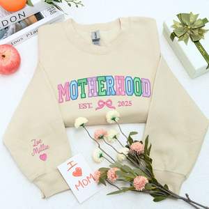 Automne/hiver sweat à capuche brodé personnalisé pour <span class=keywords><strong>maman</strong></span> Coquette Bow noms d'enfants avant 3D tissé cadeau parfait pour <span class=keywords><strong>maman</strong></span> - Product Image 2