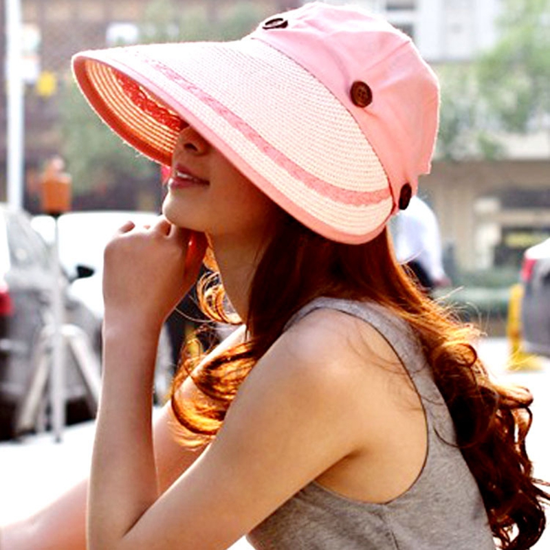 FF472 Women's Summer Sun UV Protection Cap - Wide Brim Straw Hat