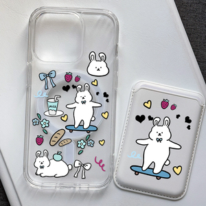 Dessin animé magnétique <span class=keywords><strong>sans</strong></span> <span class=keywords><strong>fil</strong></span> <span class=keywords><strong>charge</strong></span> porte-carte PU cuir support pour téléphone portable Portable Vintage Style accessoire <span class=keywords><strong>de</strong></span> mode - Product Image 1