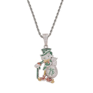 Latón chapado en oro real con COLLAR COLGANTE de bolsa de dinero de <span class=keywords><strong>caballero</strong></span> hip hop de circón - Product Image 2