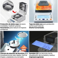 Medidor de Humedad SKZ111L-5, Rango 0.0%-100%, Almacenamiento de 15 Grupos, Sensor PT-100, Lámpara Halógena 400W, para Suelo y Carbón