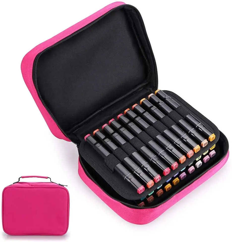 Portable Lipstick Organizer Bag Lipstick Stock Case Holder 40 Slots Zippered Markers Storage Bag