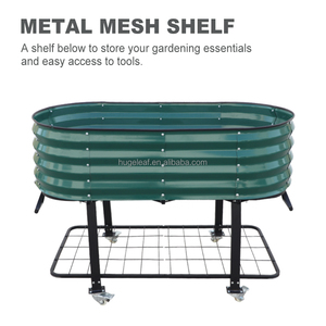 Kit <span class=keywords><strong>de</strong></span> jardinière surélevée auto-arrosante mobile facile à assembler, en métal, pour extérieur, avec pieds et <span class=keywords><strong>étagère</strong></span> - Product Image 3