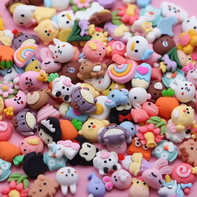 Tiktok Statement Kawaii cute Cartoon Nail Art Accessories Mixed Cartoon Frosted mini Resin Charms