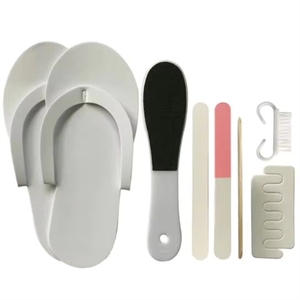 Kit de manucure et pédicure jetable avec lime à ongles, brosse, ensemble de soins des pieds et pantoufles pour salon, spa, hôtel, bain – Trousse d'outils de pédicure - Product Image 1