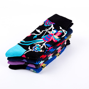 Calcetines de Algodón 200N con Diseño Mixto, Coloridos con Estampado de Puntos, Loros Tropicales, Flores, Nubes, Rayos y Corazones, Calcetines Novedosos para Hombre - Product Image 4