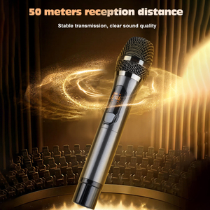 Microphone sans fil double UHF, faible latence, portée de 50 m, micro plug-and-play pour karaoké, soirée à domicile, <span class=keywords><strong>discours</strong></span>, vente en gros - Product Image 3