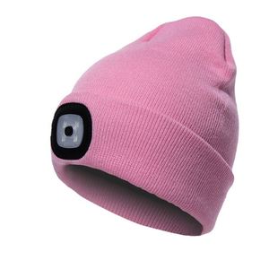 Rechargeable LED <b>Beanie</b> Hat with 4 Bright Lights and USB Charging, Warm Knitted Headlamp Cap for Outdoor Gifts - Product Image 2
