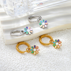 Flower <b>Stud</b> Earrings Zinc Alloy <b>Silver</b> Gold Color For Women Fashion Jewelry - Product Image 1