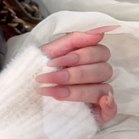 Uñas Postizas de Color Degradado Rosa y Blanco, Simples, Removibles, de Longitud Media, Reutilizables, de ABS, 10 Piezas, Venta al Por Mayor