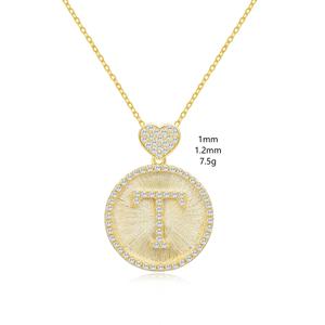 Joyería Fina, Plata de Ley 925, Chapado en Oro de 18K, Collar con Colgante de Letra Mayúscula Personalizada con Circonita y Moissanita, para Regalo, 12/15 - Product Image 5
