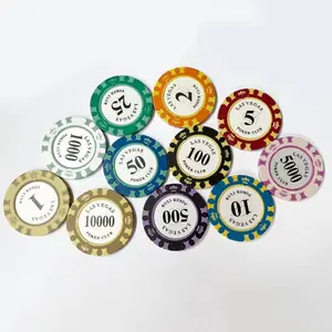 Wholesale Custom Colored Ceramic Poker Chip Data Printing With Metal Insert Clay Poker Chips