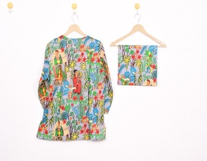 Ensemble de pyjama en coton de qualité supérieure, style vintage, satiné, longueur genou, boutonné, imprimé à la main, respirant, vêtements de nuit d'été - Product Image 4