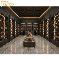 Vitrine de présentation de parfums sur mesure, luxe noir et or, éclairage LED de haute qualité, écologique, solution complète pour boutique de parfums