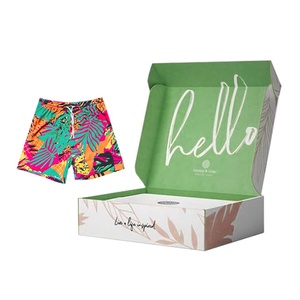 Box Beach Loose Cool Beach Pants Packaging Mujer Hombre Traje de baño <span class=keywords><strong>Cajas</strong></span> de papel Venta al por menor Tienda en línea Envío Entrega Caja personalizada - Product Image 1