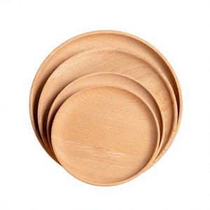 Platos Redondos de Madera Natural Hechos a Mano, Modernos y Personalizados, Bandeja para Servir Comida en Mesa, para Hogar, Hotel, Restaurante - Product Image 1