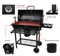 Grand barbecue à charbon automatique avec rôtissoire électrique, style américain, pour camping en extérieur, fumoir et rôtissoire pour barbecue à domicile