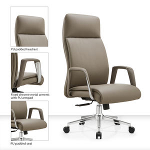 Silla Giratoria Ergonómica Profesional, Silla de Oficina Ejecutiva de Cuero PU para Jefe, Función de Inclinación, Base Resistente - Product Image 5