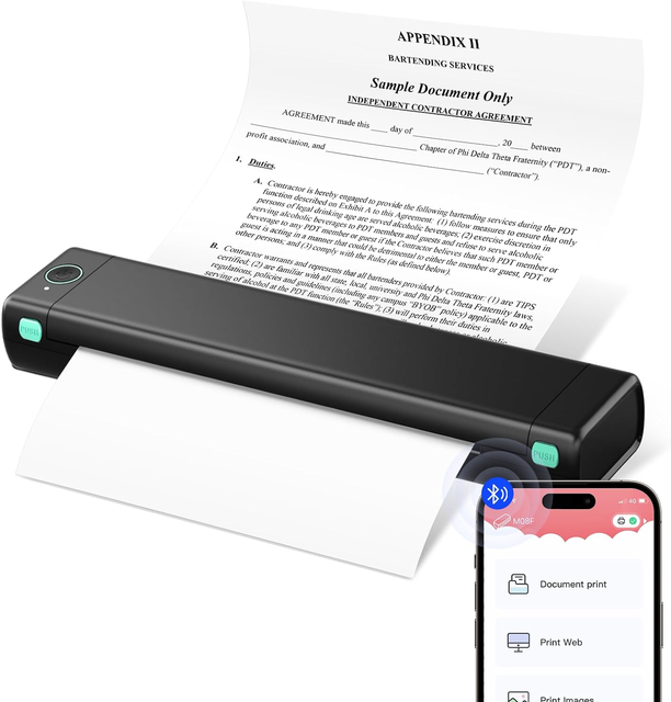 Phomemo M08F Portable A4 Thermal Printer, Wireless Mobile Printer for Office Documents & Travel, Inkless A4 Device