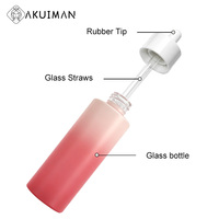 Vente en gros de flacons compte-gouttes en verre cosmétique de 60 ml, rose mat, flacon vide pour sérum ou huile, avec boîte en papier