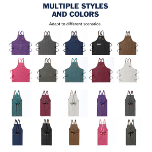 Tablier <span class=keywords><strong>de</strong></span> <span class=keywords><strong>chef</strong></span> en coton brodé avec logo personnalisé, résistant à l'huile, résistant à l'usure, sans manches, pour restaurant, café, facile à nettoyer - Product Image 2