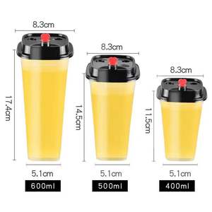 Vaso de plástico cuadrado para té de 400ml 500ml 600ml desechable con tapa para tienda de té con leche, uso en fiestas - Product Image 1