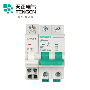 Disjoncteur miniature Tengen Tgb1n-63 2P C32 400V avec déclenchement par shunt et déclenchement auxiliaire à distance pour protection incendie MX+OF - Product Image 1