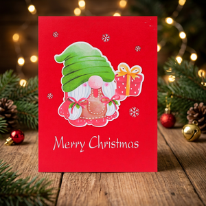 Meilleur Prix Carte Pop-up Gnome de Noël et du Nouvel An, Conception Personnalisée, Artisanat en Papier Fait Main, Vietnam Hanoï, Vente Chaude, Tendance Actuelle - Product Image 5