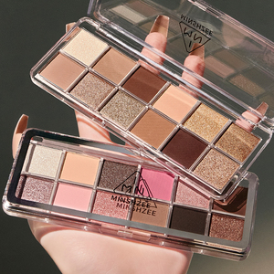 Venta al por mayor ODM Metal Paleta <span class=keywords><strong>de</strong></span> <span class=keywords><strong>sombras</strong></span> <span class=keywords><strong>de</strong></span> ojos MINSHZEE Paleta <span class=keywords><strong>de</strong></span> hormigón 12 <span class=keywords><strong>colores</strong></span> colorido multiusos mate y brillo sombra <span class=keywords><strong>de</strong></span> ojos - Product Image 1