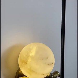 灯罩古典月亮设计铜大理石壁灯发光二极管黄铜壁灯酒店客厅装饰灯室内 - Product Image 2