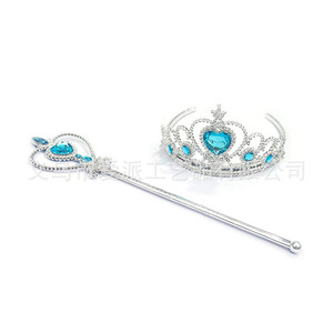 Elsa Princess Crown <b>Magic</b> Wand <b>Set</b> Blue Plastic Cosplay Costume Accessory For Kids 8 13 Years - Product Image 1