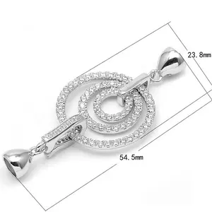 lock luxury 925 sterling silver 14k gold toggle fashion bracelet wire cover round zircon jewelry clasps lock pearl bead clasp