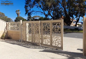 Puerta corredera eléctrica de jardín Puerta de entrada semiprivada deslizante superpuesta de aluminio - Product Image 3