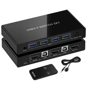 HDMI 1.4 4K @ 30Hz KVM Switch 2 in 1 Out 8บิต4:4:4 USB 2.0รีโมทคอนโทรล