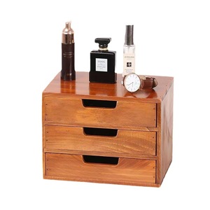 Retro Wooden <b>Drawer</b> <b>Storage</b> <b>Box</b> Rectangle Desktop Organizer Multifunctional Neatening Unit Freestanding Office Use - Product Image 4