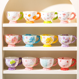 Taza de <span class=keywords><strong>Desayuno</strong></span> de Cerámica de 480 ml, Estilo Dibujos Animados, Pintada a Mano, Linda, Taza de Gran Capacidad, Taza de Café para Oficina - Product Image 1