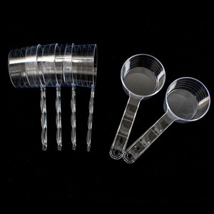 Cuchara medidora de PP transparente de plástico de 50ml y 25g, cuchara de leche en polvo de fondo plano redondo transparente con bolsa de Opp a escala - Product Image 6