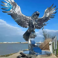 Statue d'aigle moderne en acier inoxydable de grande taille pour décorations de jardin et centres commerciaux – Sculptures d'art – Artisanat à thème mode