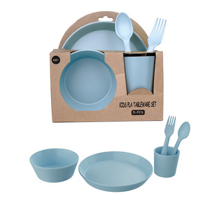 Kids <b>PLA</b> Tableware Set 5-Pcs Eco-Friendly Biodegradable Dishware For Toddlers 6M+ Round Design - Product Image 1