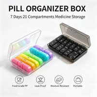 Organisateur de pilules hebdomadaire pratique |   Boîte à pilules scellée détachable pour 3 prises quotidiennes |   Boîte de rangement portable pour vitamines, résistante à l'humidité, pour les voyages