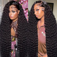 Peluca de Cabello Humano Rizado Brasileño con Ondas Profundas 250%, Frontal de Encaje HD 13x6, Pre-Desplumada, 30 Pulgadas, para Mujeres