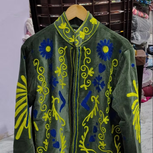 เสื้อแจ็คเก็ตบอมเบอร์กำมะหยี่ถักปักลายซูซานีคุณภาพสูง สไตล์โบโฮแบบสองด้าน แต่งลายตัวอักษร วินเทจ ฮิปปี้ อุ่นสบายสำหรับฤดูหนาว - Product Image 1