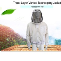 3 couches ventilées respirantes à capuche costume d'abeille chapeau de voile d'apiculteur veste de protection apicole