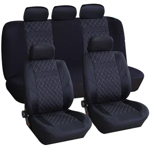 Conjunto de fundas para asientos de coche, accesorios de interior de asientos delanteros de dos tonos, grises, con Banco trasero dividido, cubierta de asiento trasero