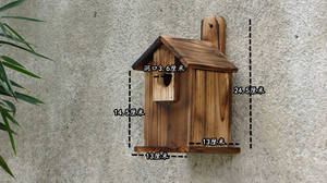 Junji Beste Houten Vogelhuisje Nieuwe Ceder Houten Decoratief Hangend Nest Luxe Moderne Nieuwigheid Gedrukt Patroon Rustiek Houten Vogelhuisje - Product Image 5