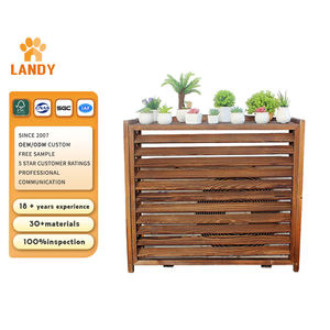 Cubierta decorativa para radiador de jardín carbonizada de pino de alta calidad, estante de almacenamiento para exhibición de balcón, cubierta de madera para aire acondicionado - Product Image 1